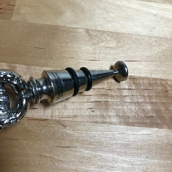 Mud Pie Silver Plated Double Sided Cast Heavy Weight Metal Lion Bottle Topper 5" - Picture 9 of 10